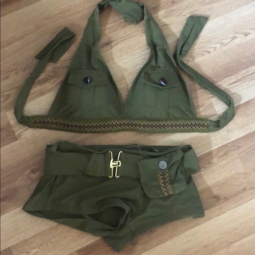 Swimsuit set Military green with pockets